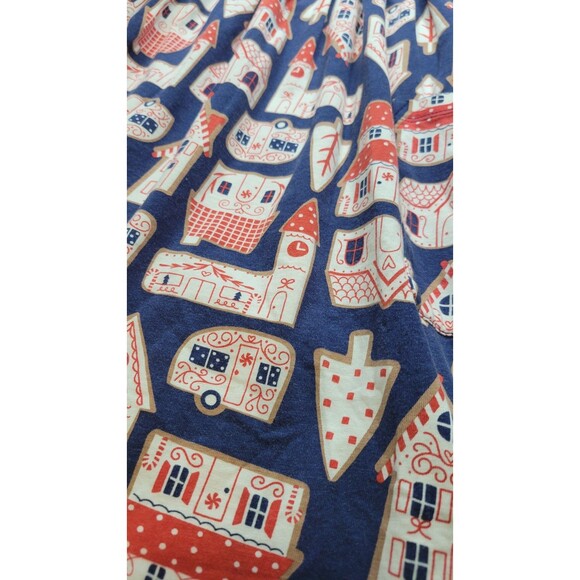 Hanna Andersson Holiday Play Dress – Red Stripes & Gingerbread Village Print - Picture 2 of 10